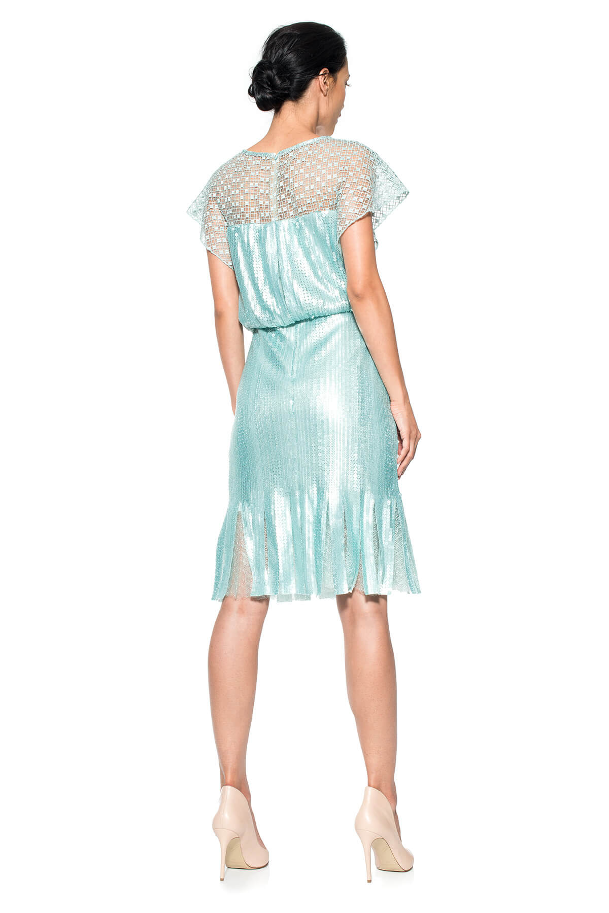 Sequin Embroidered Tulle Blouson Dress