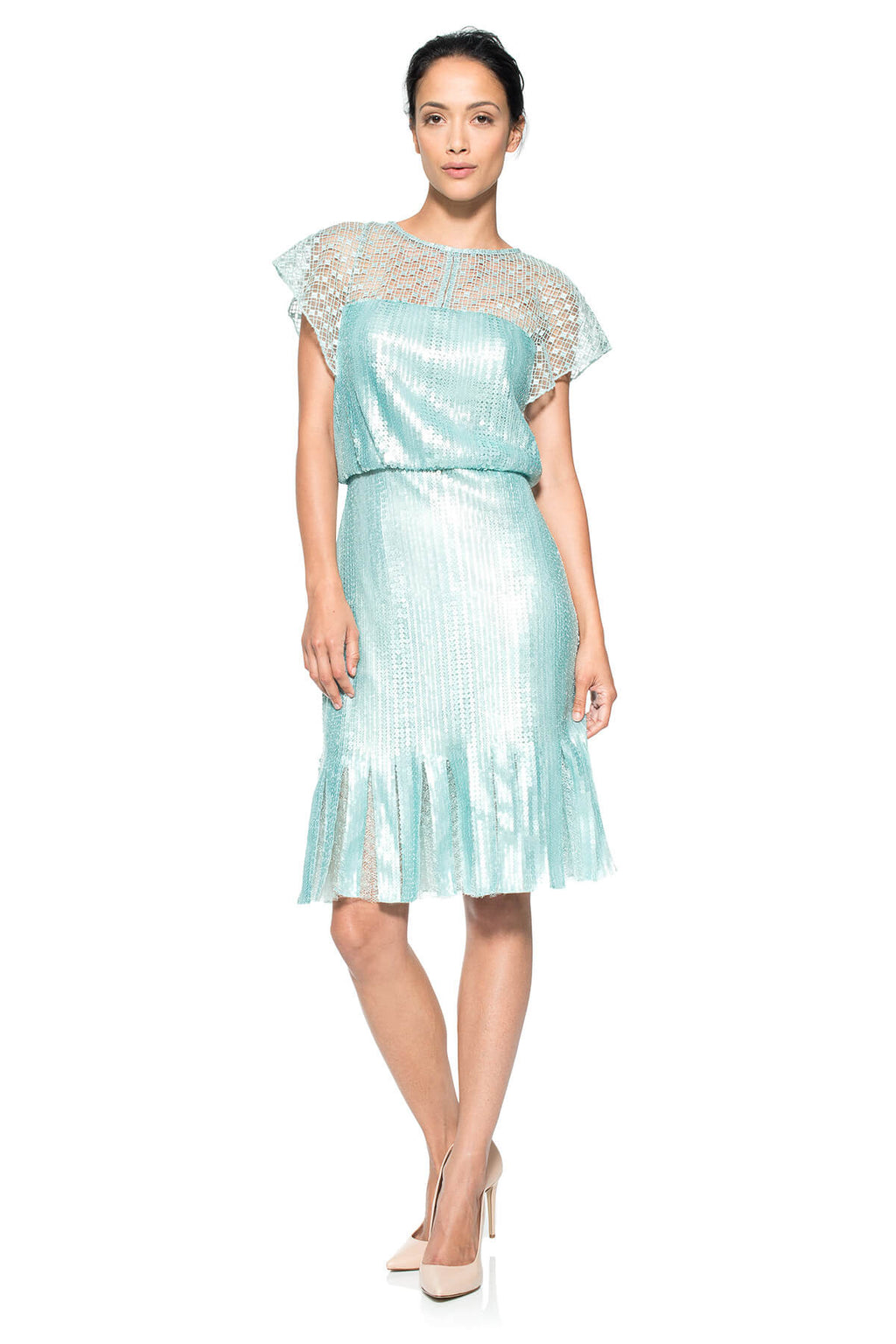 Sequin Embroidered Tulle Blouson Dress
