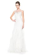 Embellished Sequin and Feather Fringe Gown