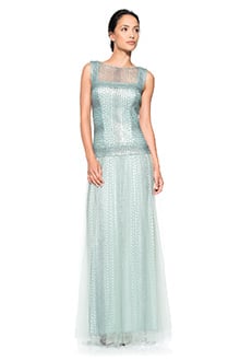 Ombre Circle Lace Boatneck Gown