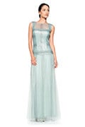 Ombre Circle Lace Boatneck Gown
