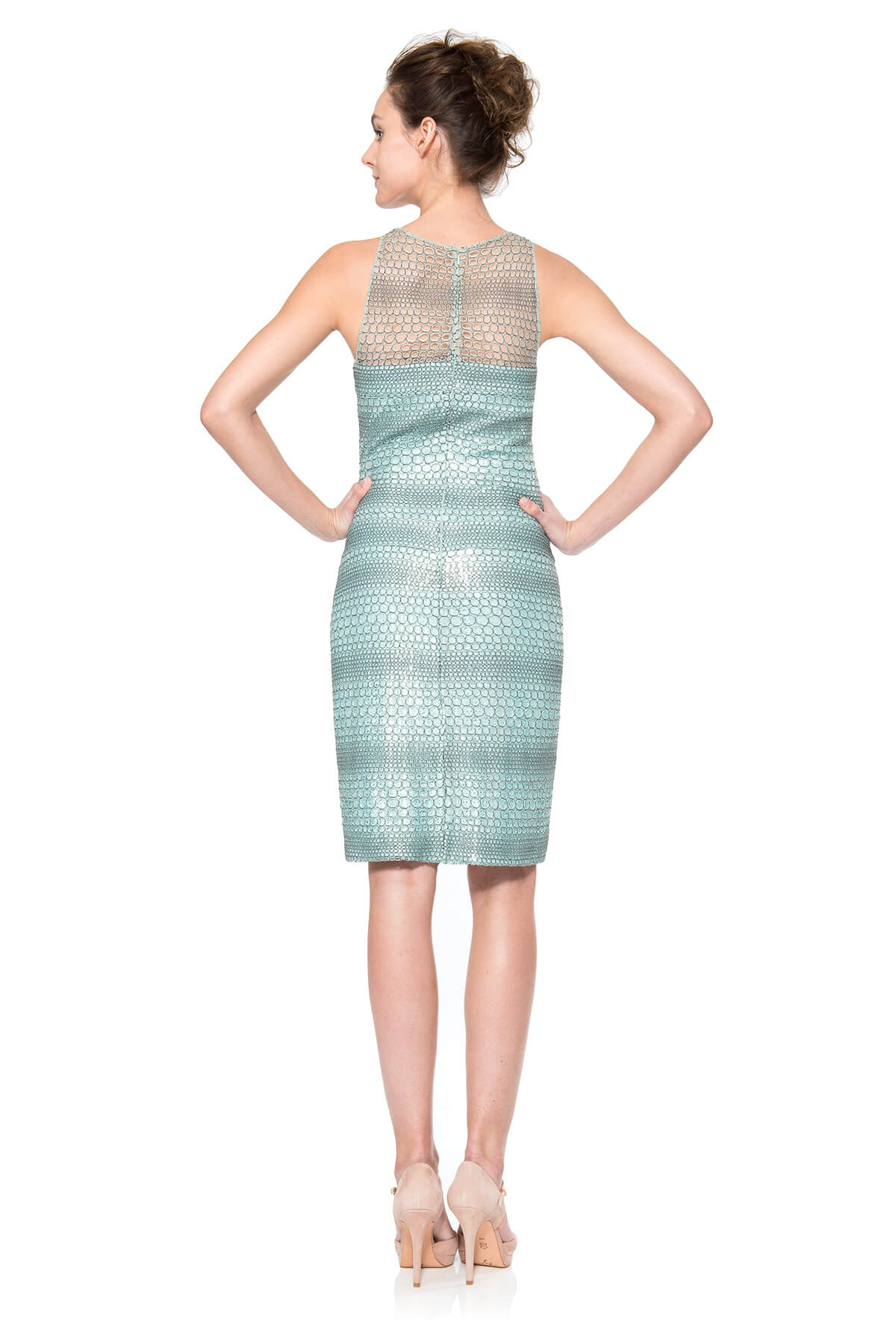 Ombre Circle Lace Inverted Neckline Dress