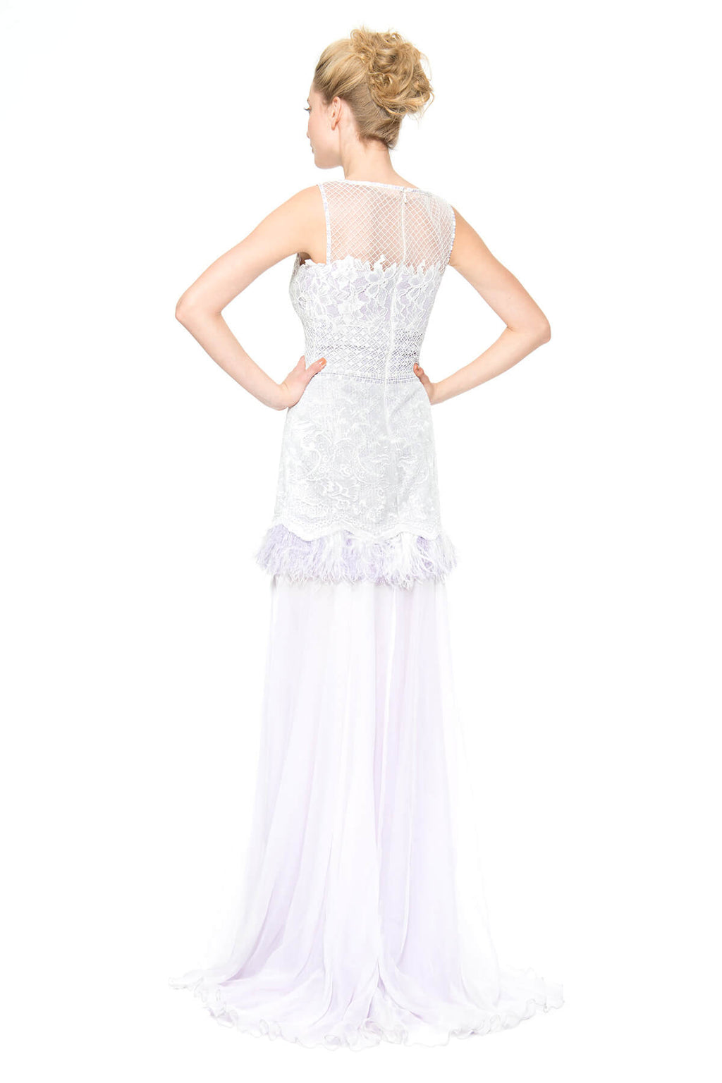 Montage Gown with Feather Trim