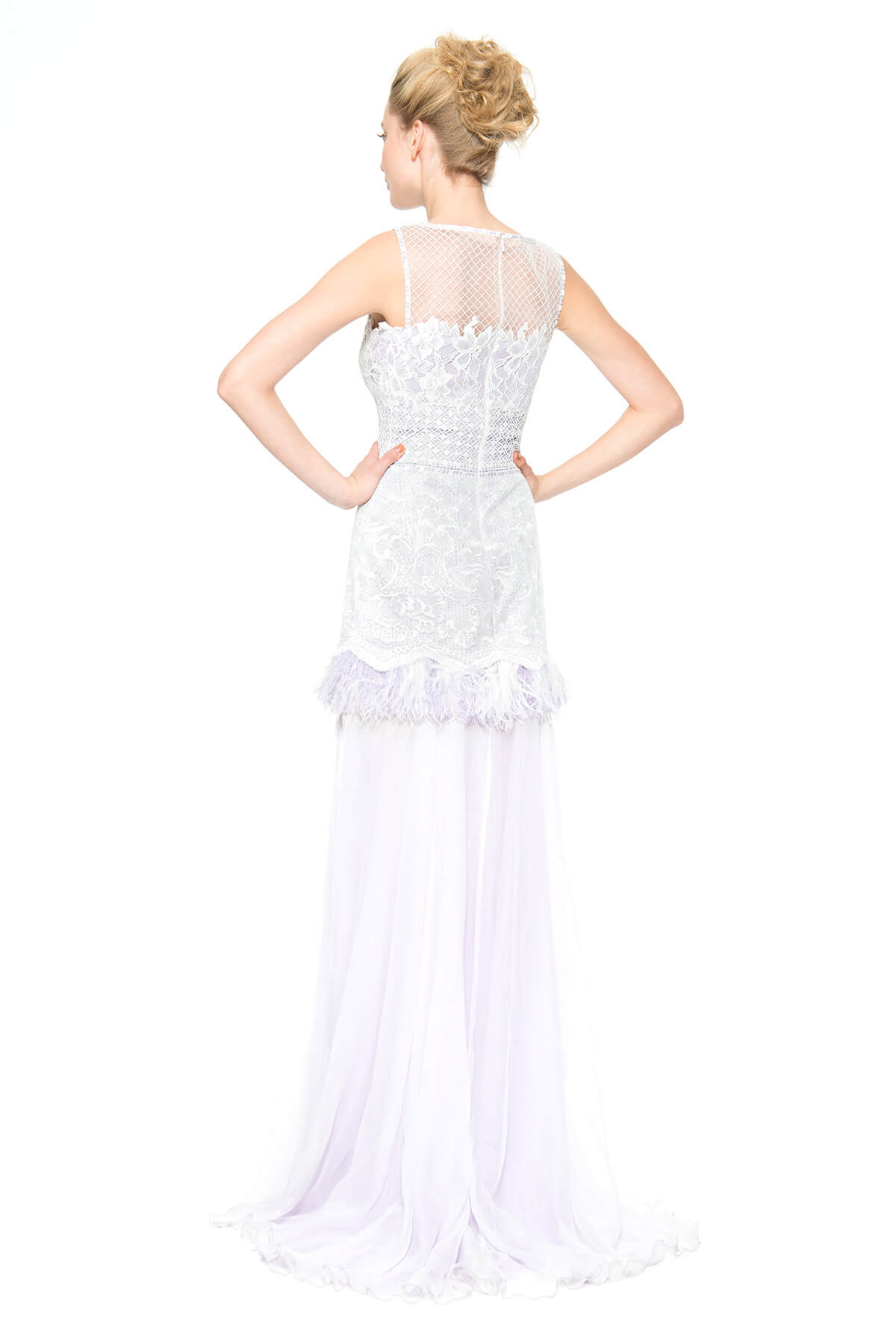 Montage Gown with Feather Trim