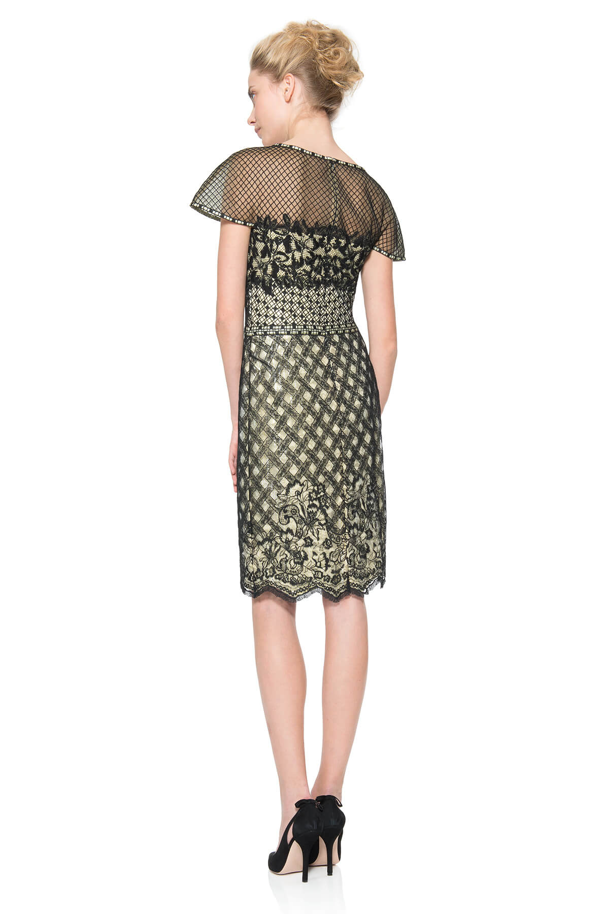 Embroidered Tulle and Sequin Lace Capelet Dress