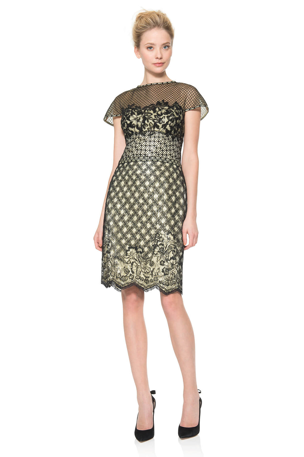 Embroidered Tulle and Sequin Lace Capelet Dress