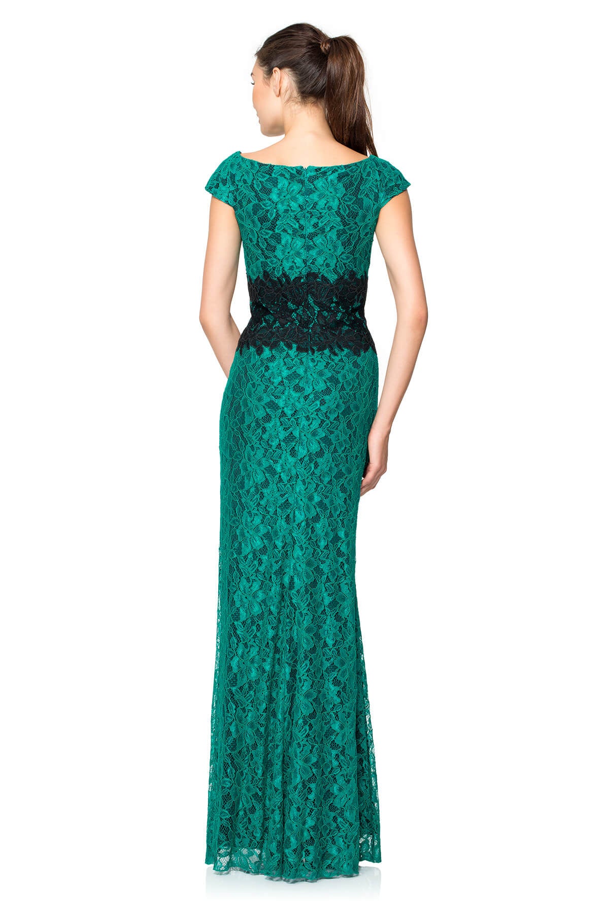 Contrast Lace Off Shoulder Gown