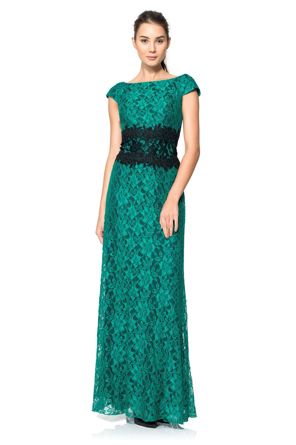 Contrast Lace Off Shoulder Gown