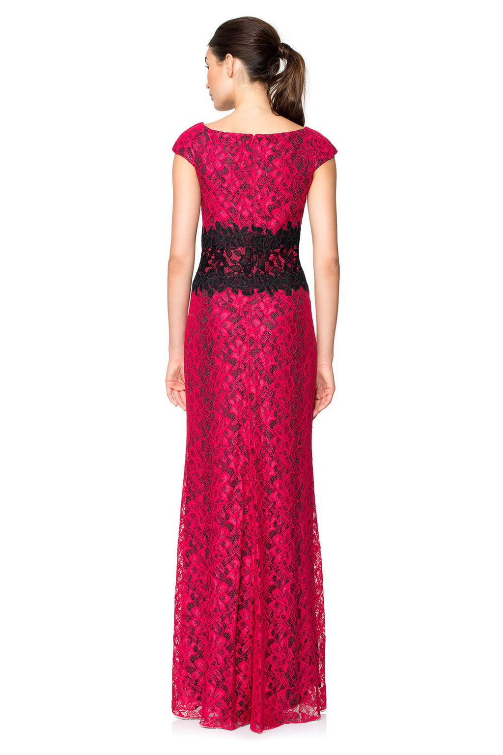 Contrast Lace Off Shoulder Gown