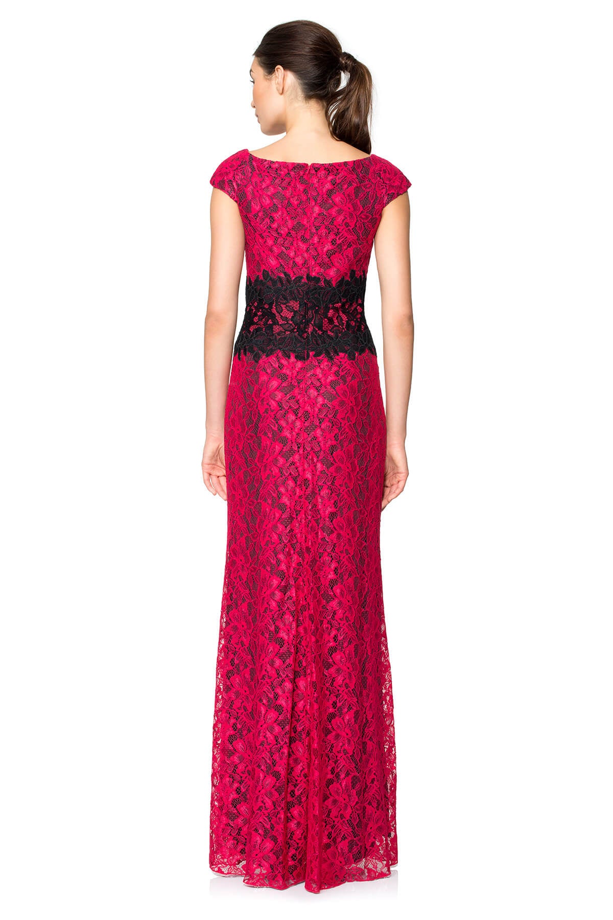 Contrast Lace Off Shoulder Gown