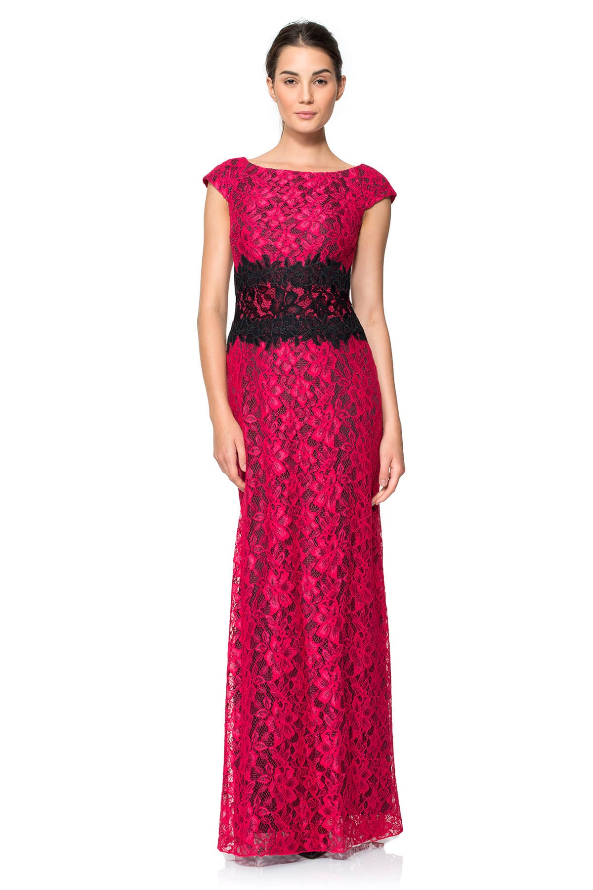 Contrast Lace Off Shoulder Gown
