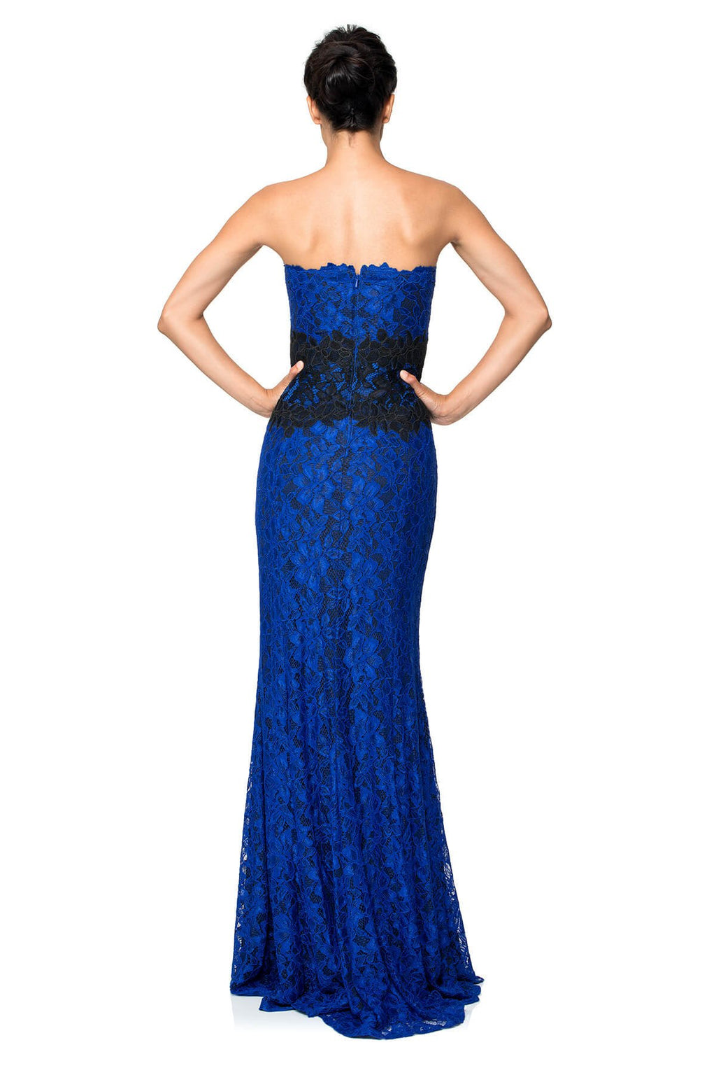 Contrast Lace Strapless Gown