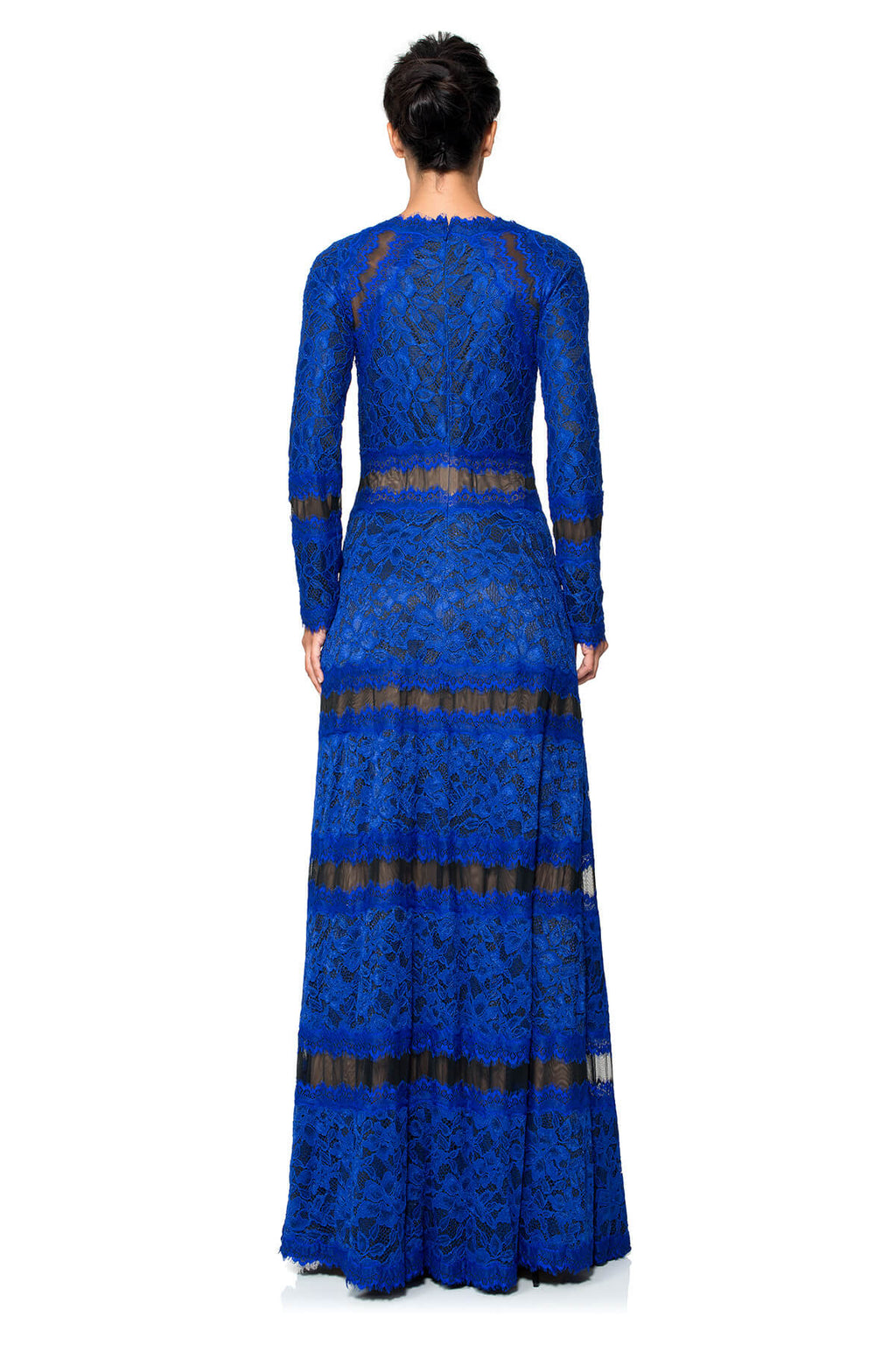 Lace on Georgette Long Sleeve Banded Gown