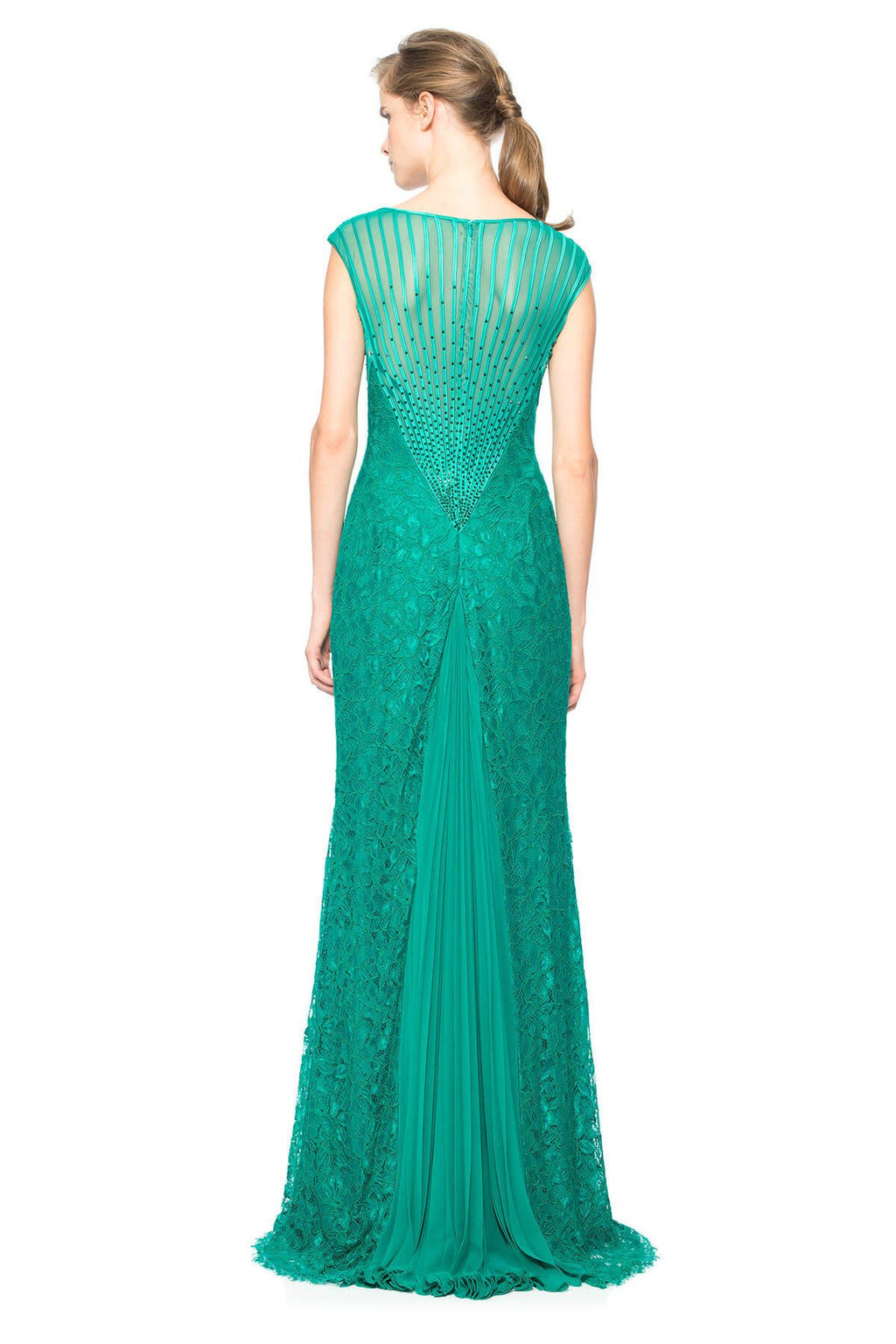 Tadashi Shoji - Lace V-Neck Crossover Gown