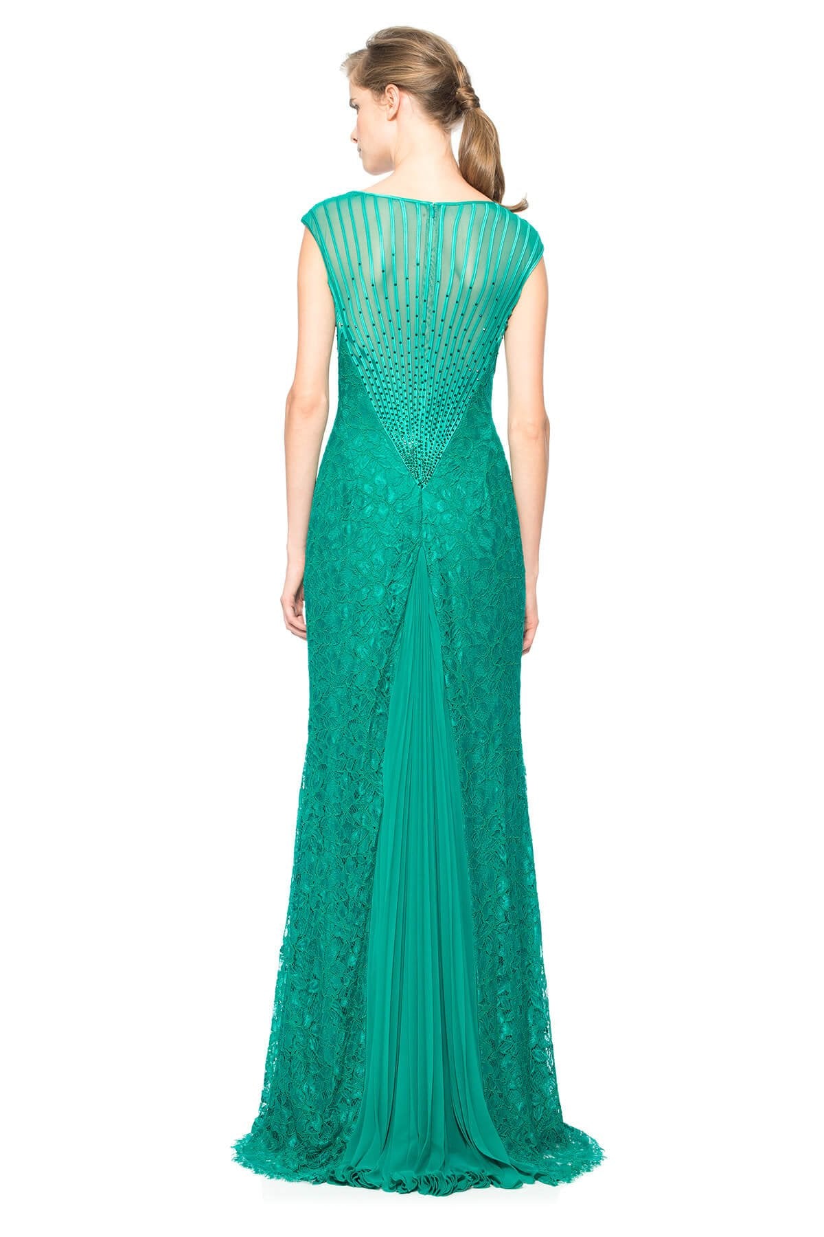 Tadashi Shoji - Lace V-Neck Crossover Gown