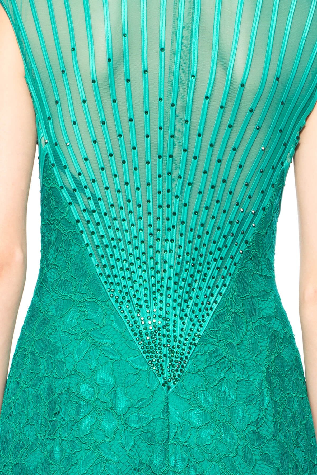 Tadashi Shoji - Lace V-Neck Crossover Gown - Detail