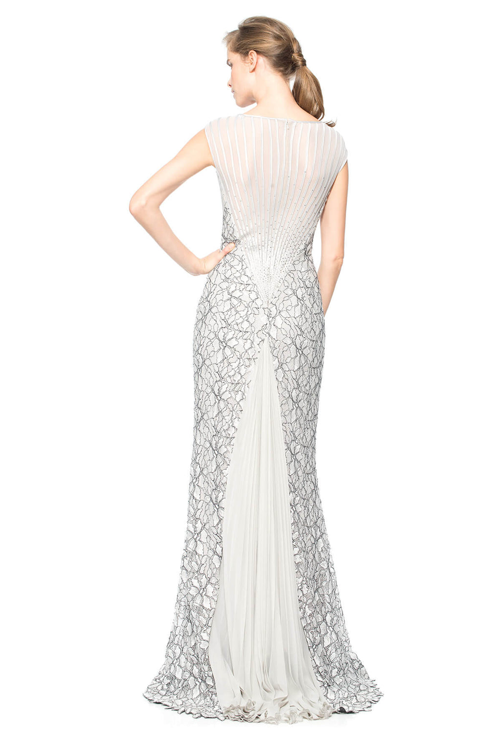Tadashi Shoji - Lace V-Neck Crossover Gown