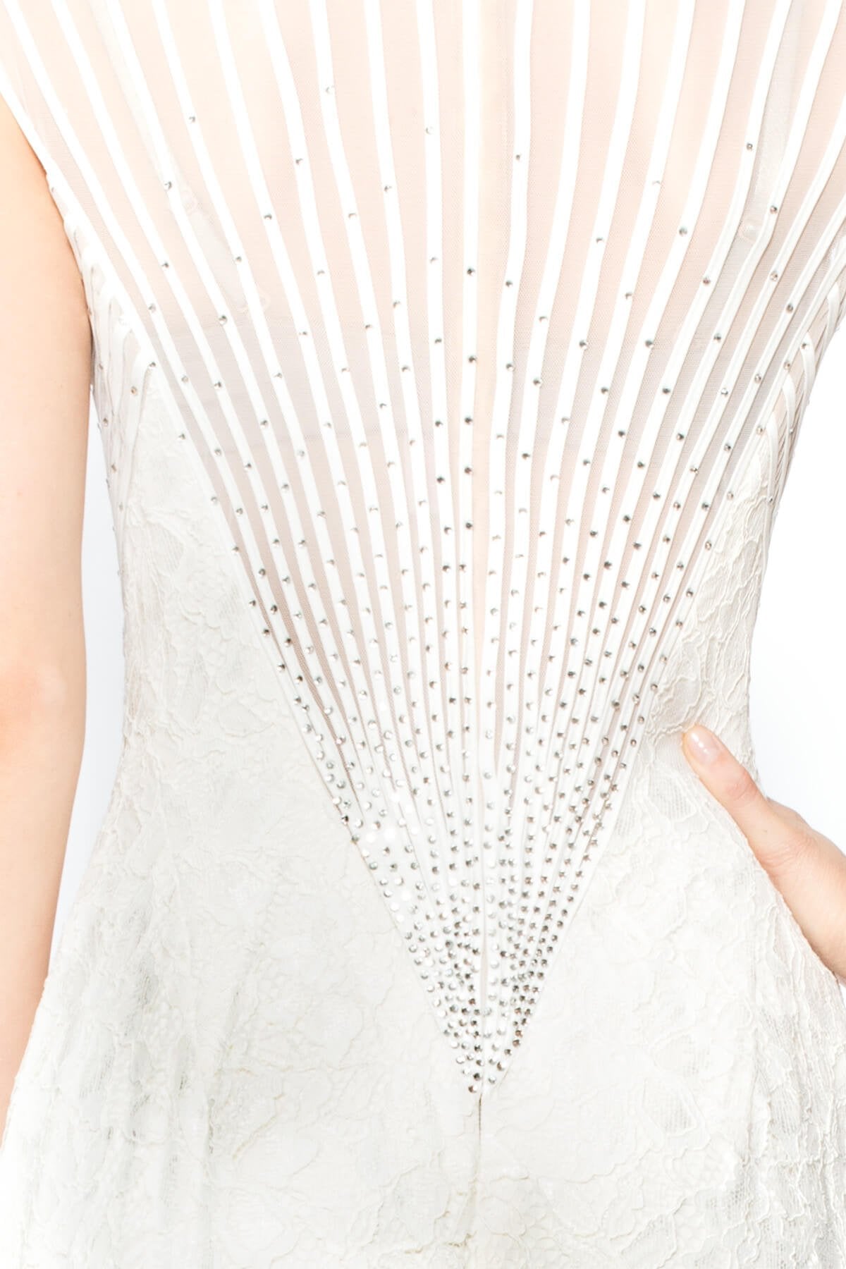 Lace V-Neck Crossover Gown