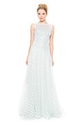 Lattice Tulle Gown with Hand Beaded Lace Applique