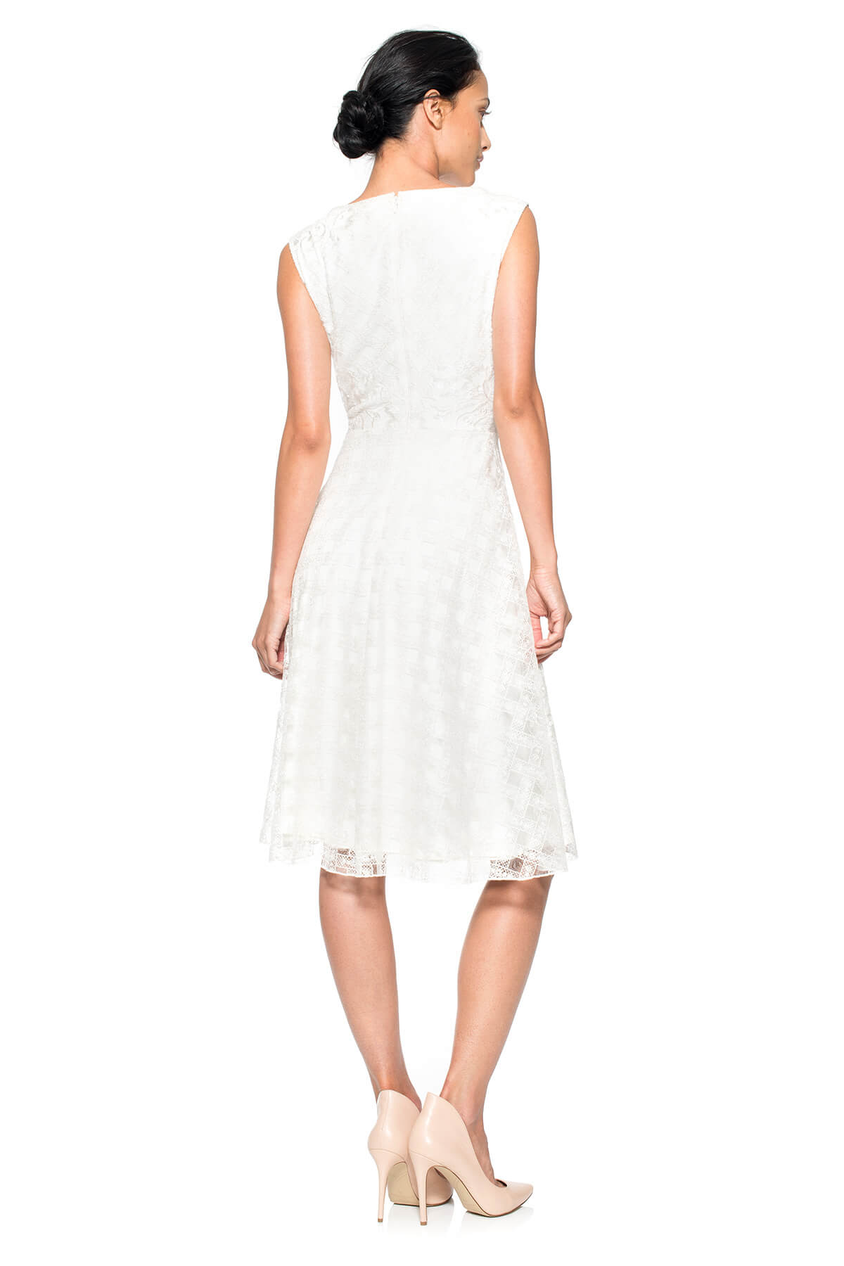 Lattice and Floral Embroidered Tulle Dress