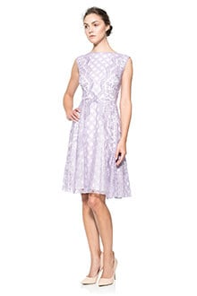 Lattice and Floral Embroidered Tulle Dress
