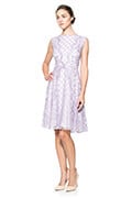Lattice and Floral Embroidered Tulle Dress