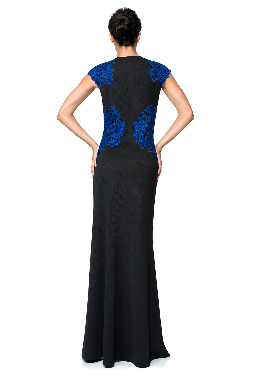 Perforated Neoprene and Embroidered Lace Gown