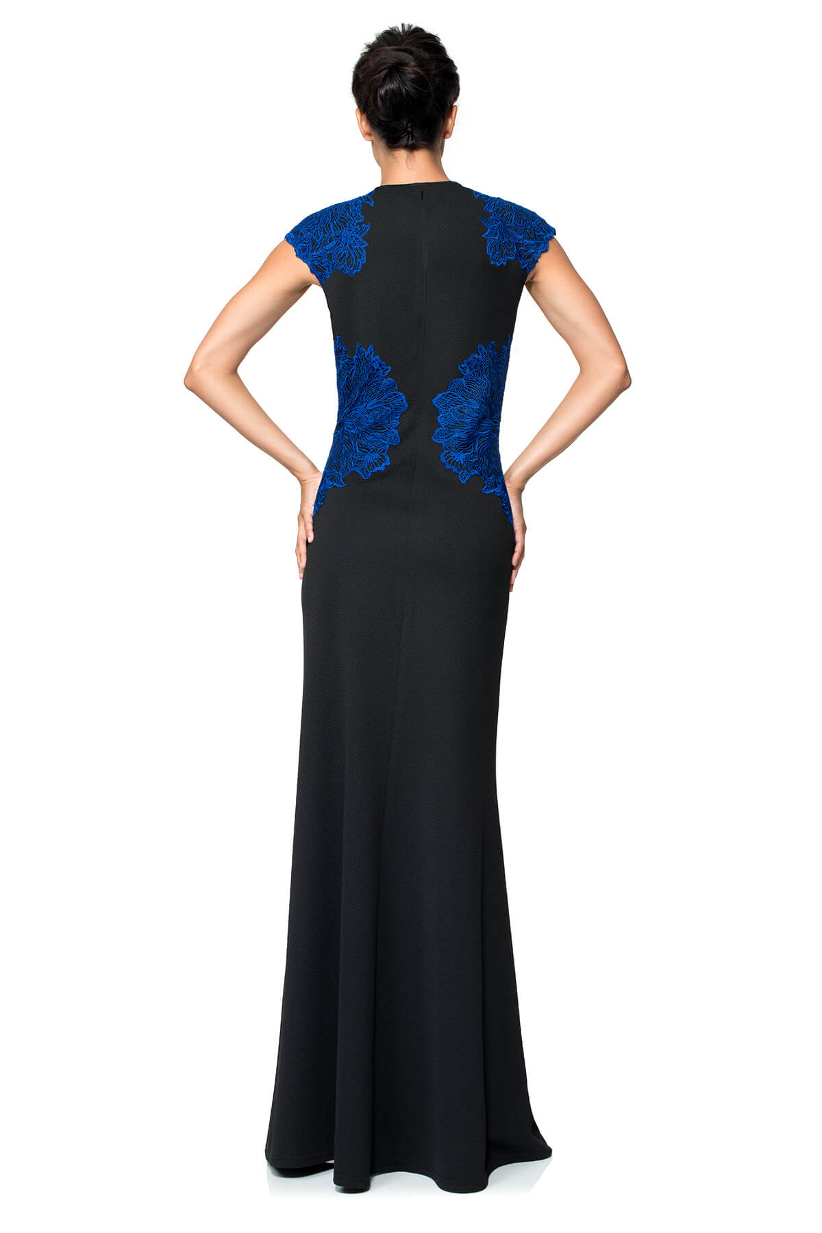 Perforated Neoprene and Embroidered Lace Gown