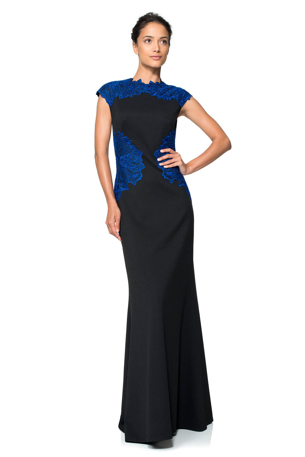 Perforated Neoprene and Embroidered Lace Gown
