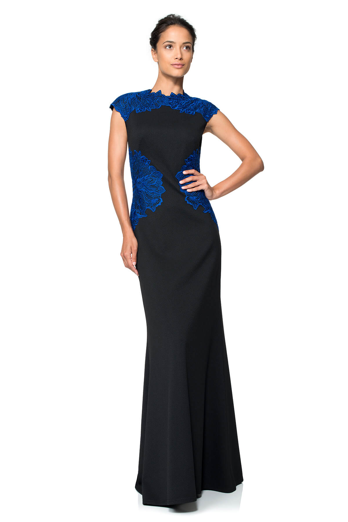 Perforated Neoprene and Embroidered Lace Gown