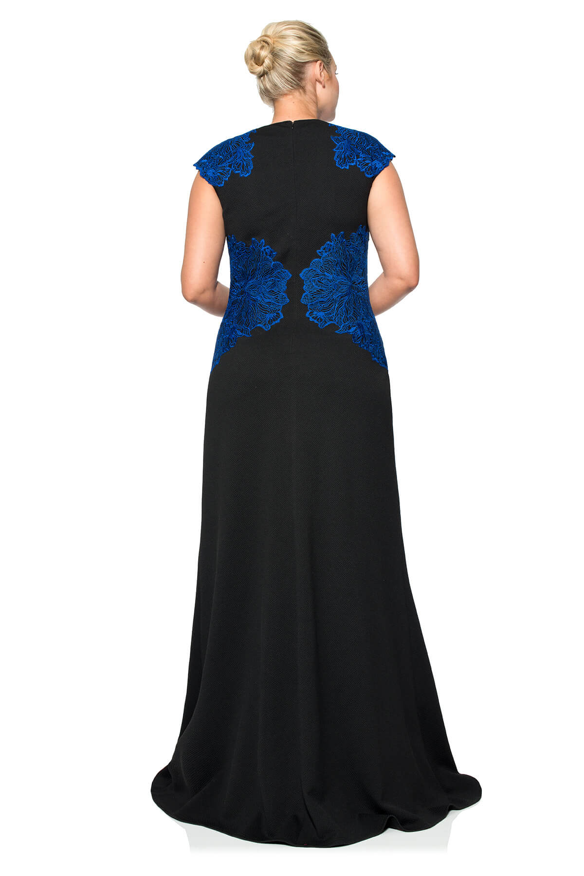 Perforated Neoprene and Embroidered Lace Gown