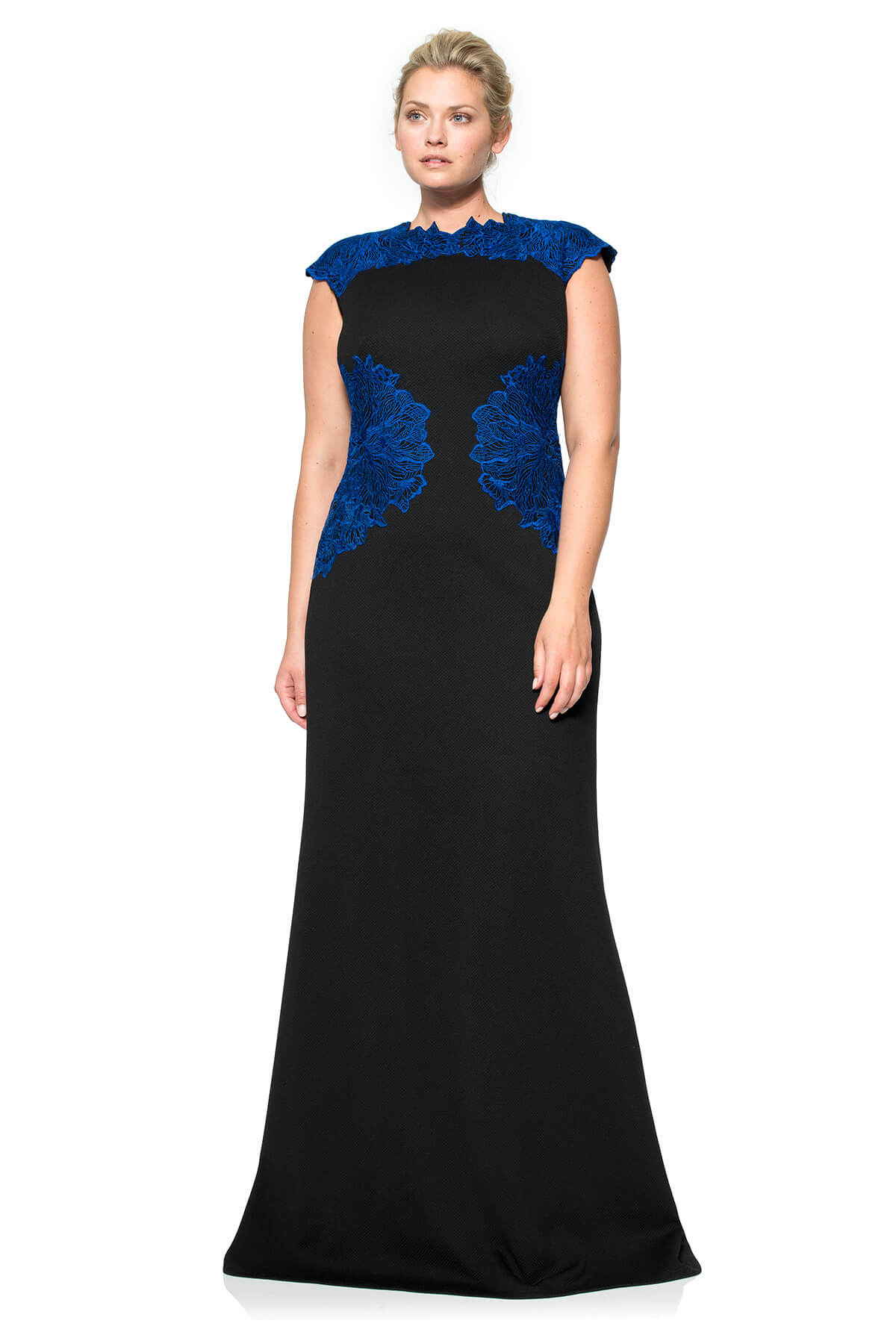 Perforated Neoprene and Embroidered Lace Gown