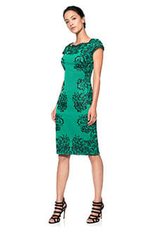 Perforated Neoprene and Lace Cap Sleeve Sheath