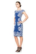 Perforated Neoprene and Lace Cap Sleeve Sheath