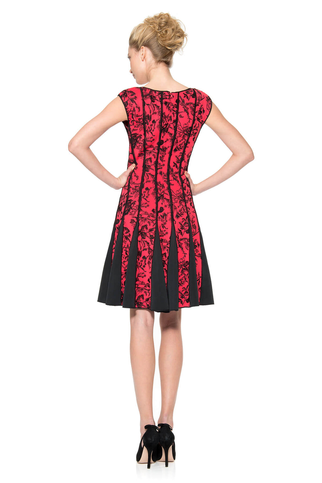 Embroidered Neoprene Cap Sleeve Dress