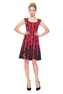 Embroidered Neoprene Cap Sleeve Dress