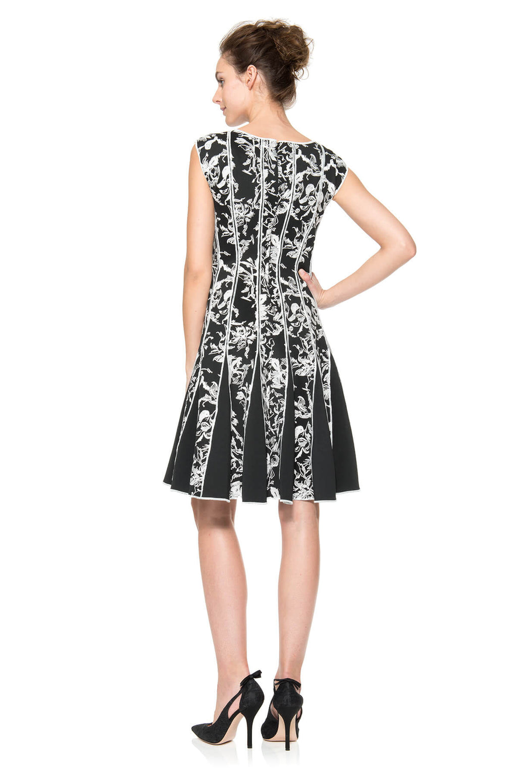 Embroidered Neoprene A-Line Dress