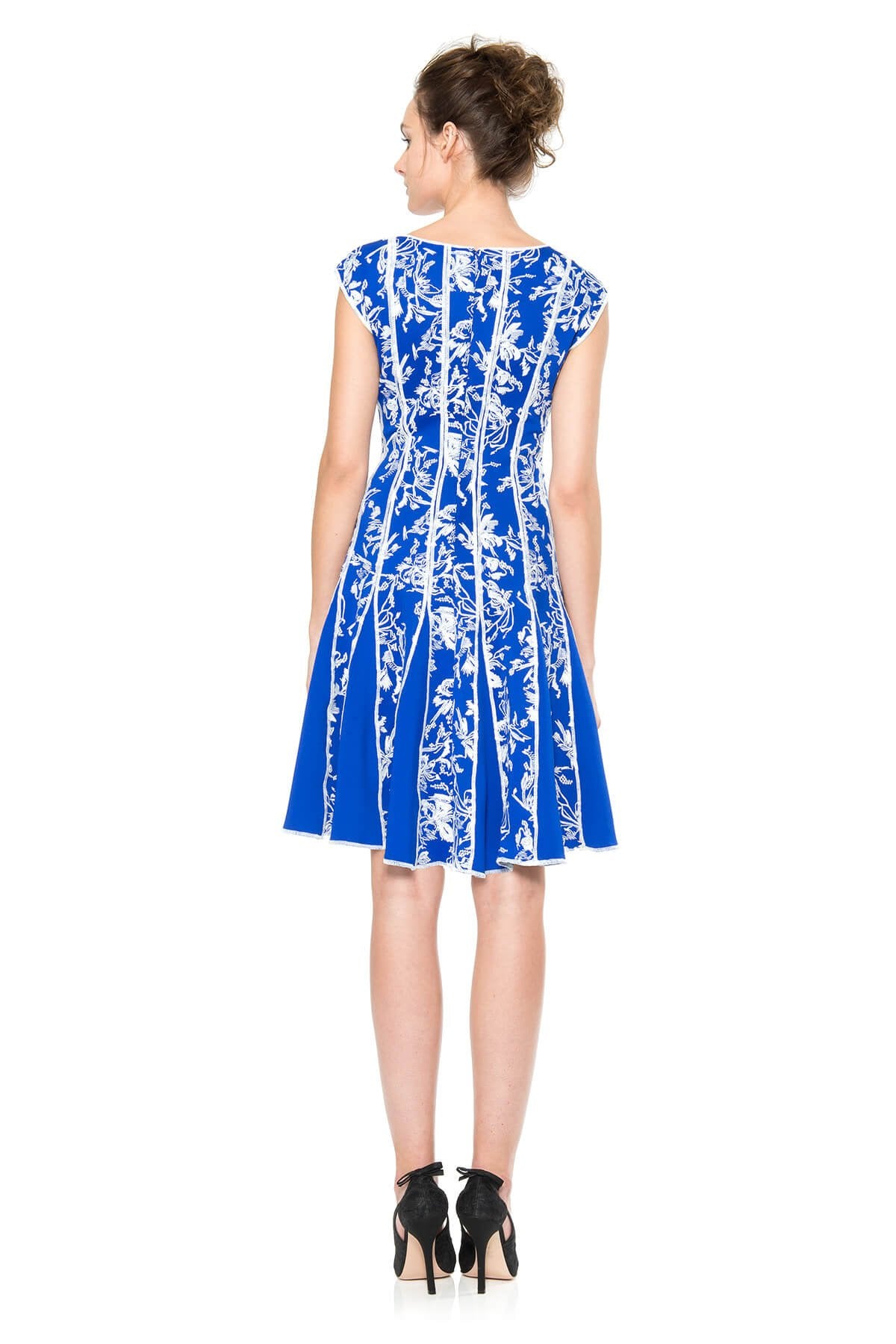 Embroidered Neoprene A-Line Dress