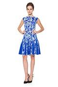 Embroidered Neoprene A-Line Dress