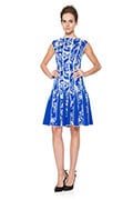 Embroidered Neoprene A-Line Dress