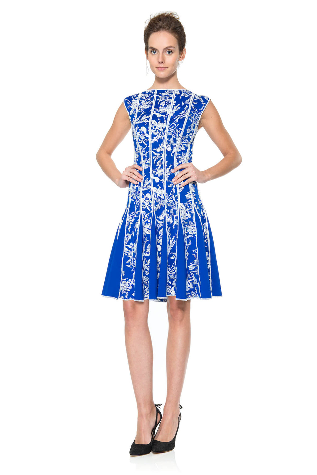 Embroidered Neoprene A-Line Dress
