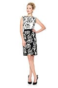 Contrast Embroidered Neoprene Boatneck Dress