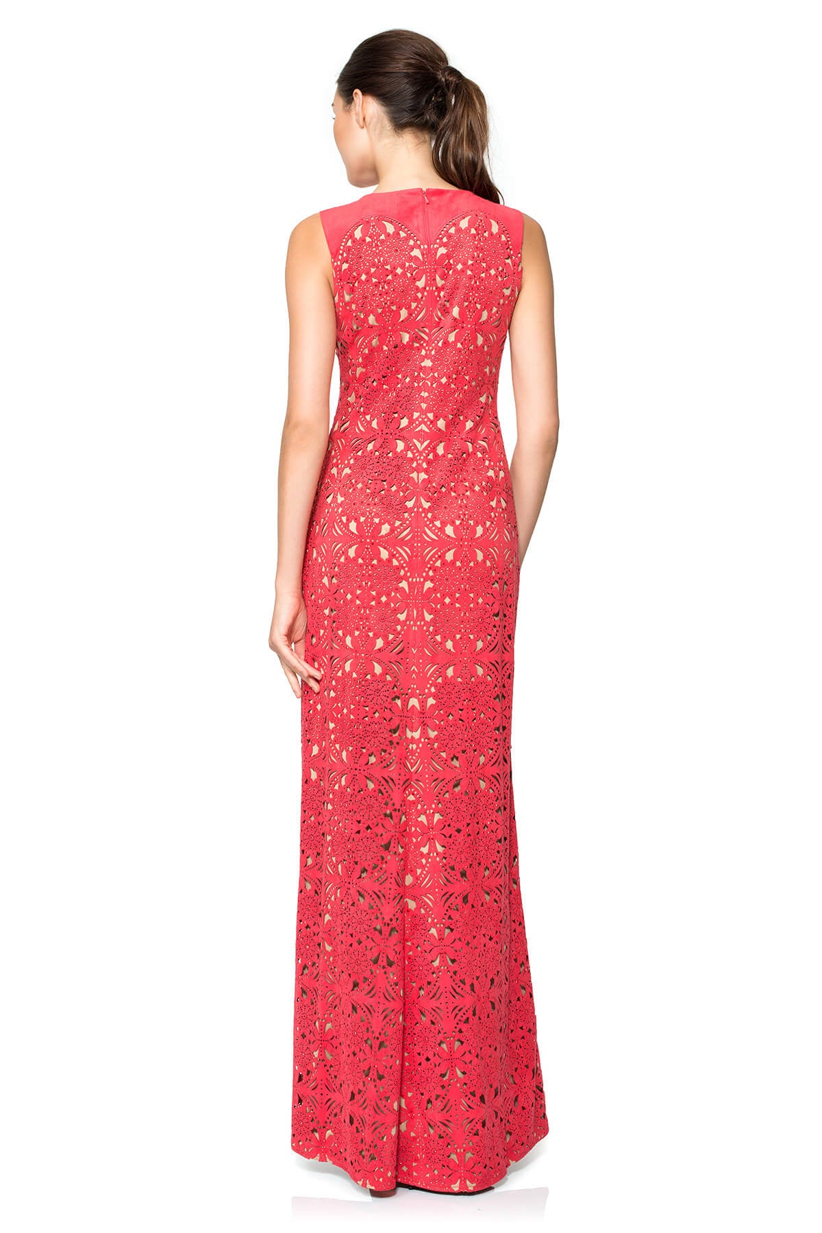 Beaded Laser Cut Micro Suede Gown