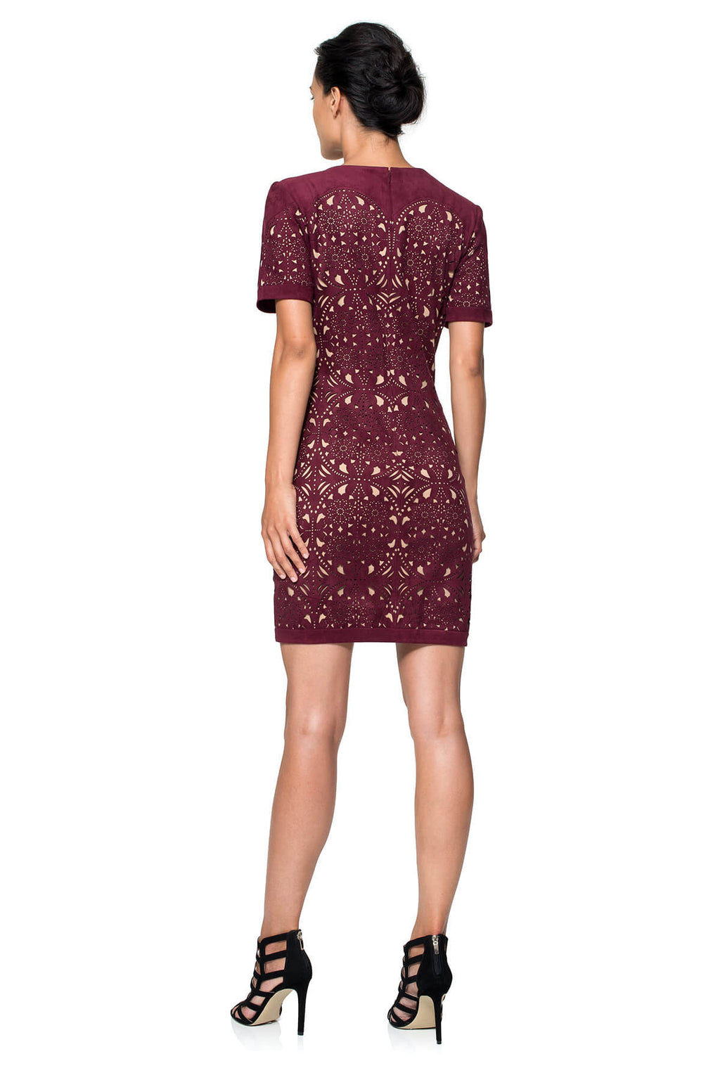 Laser Cut Micro Suede Short Sleeve Mini