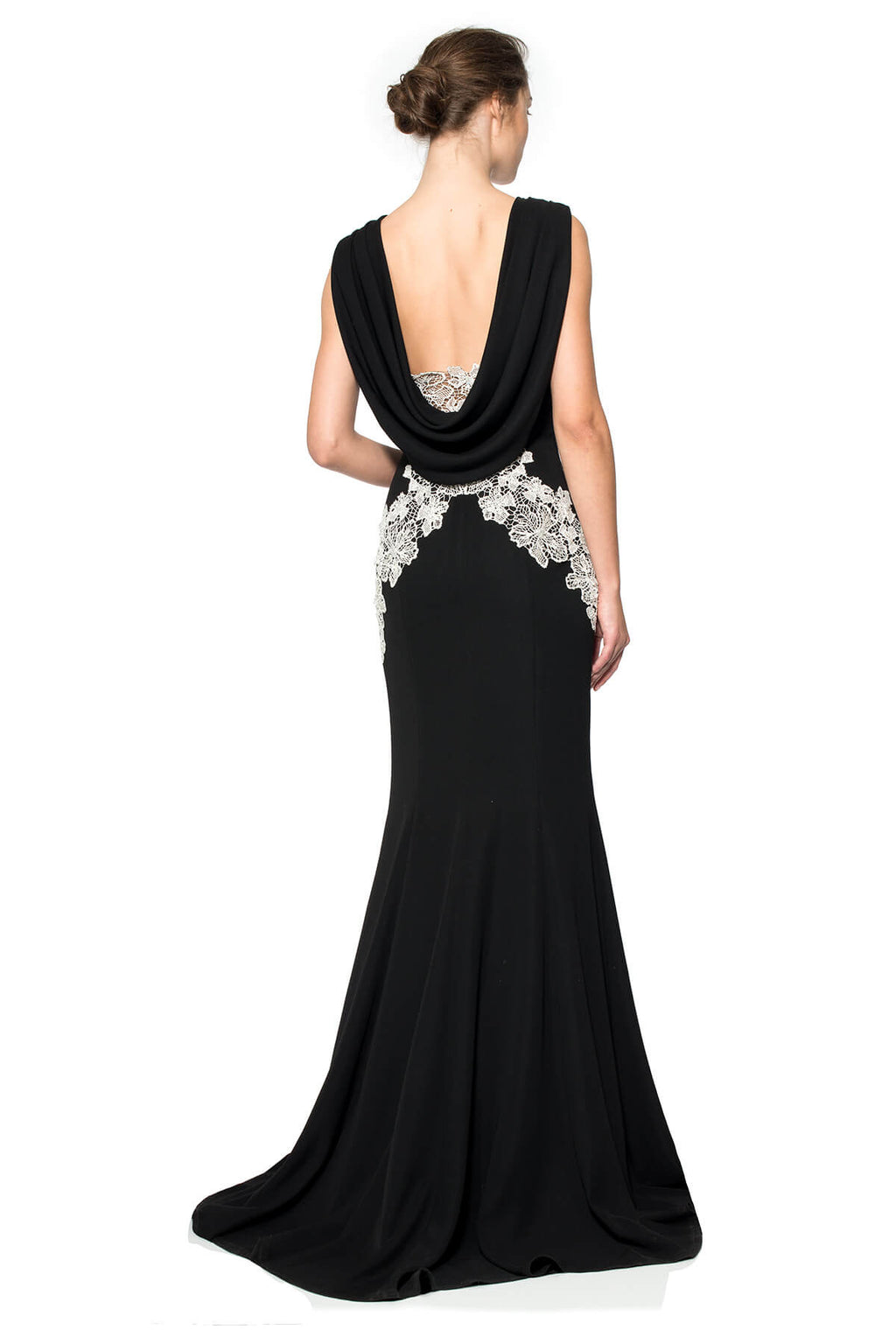 Crepe Draped Open Back Gown