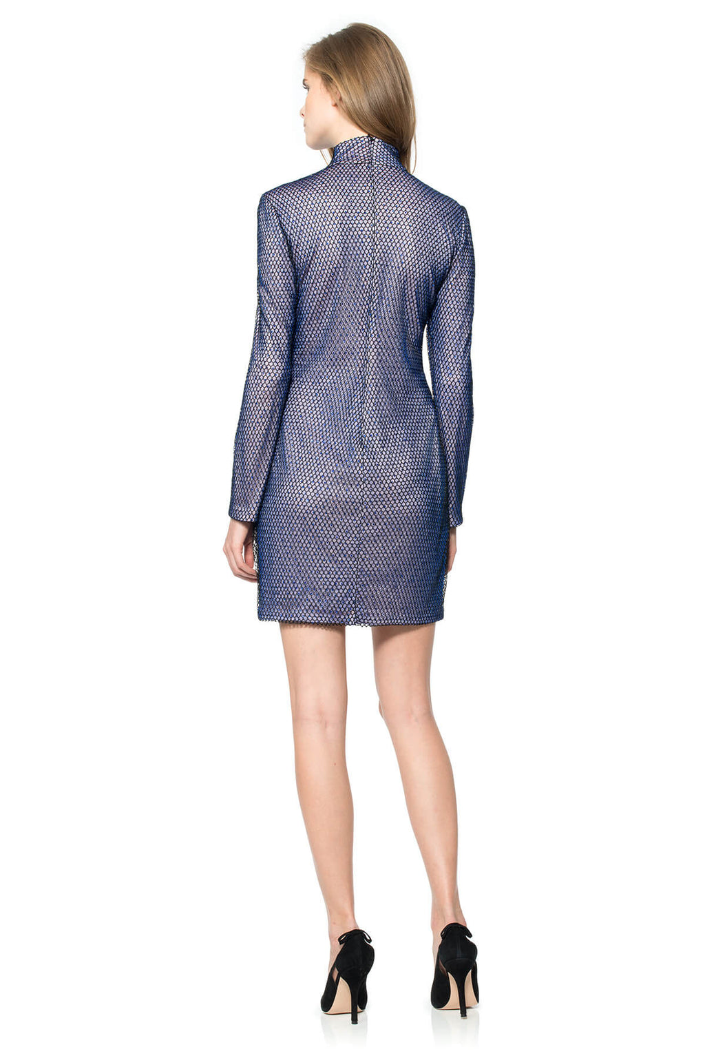 Diamante Embellished Tulle Long Sleeve Mini Dress