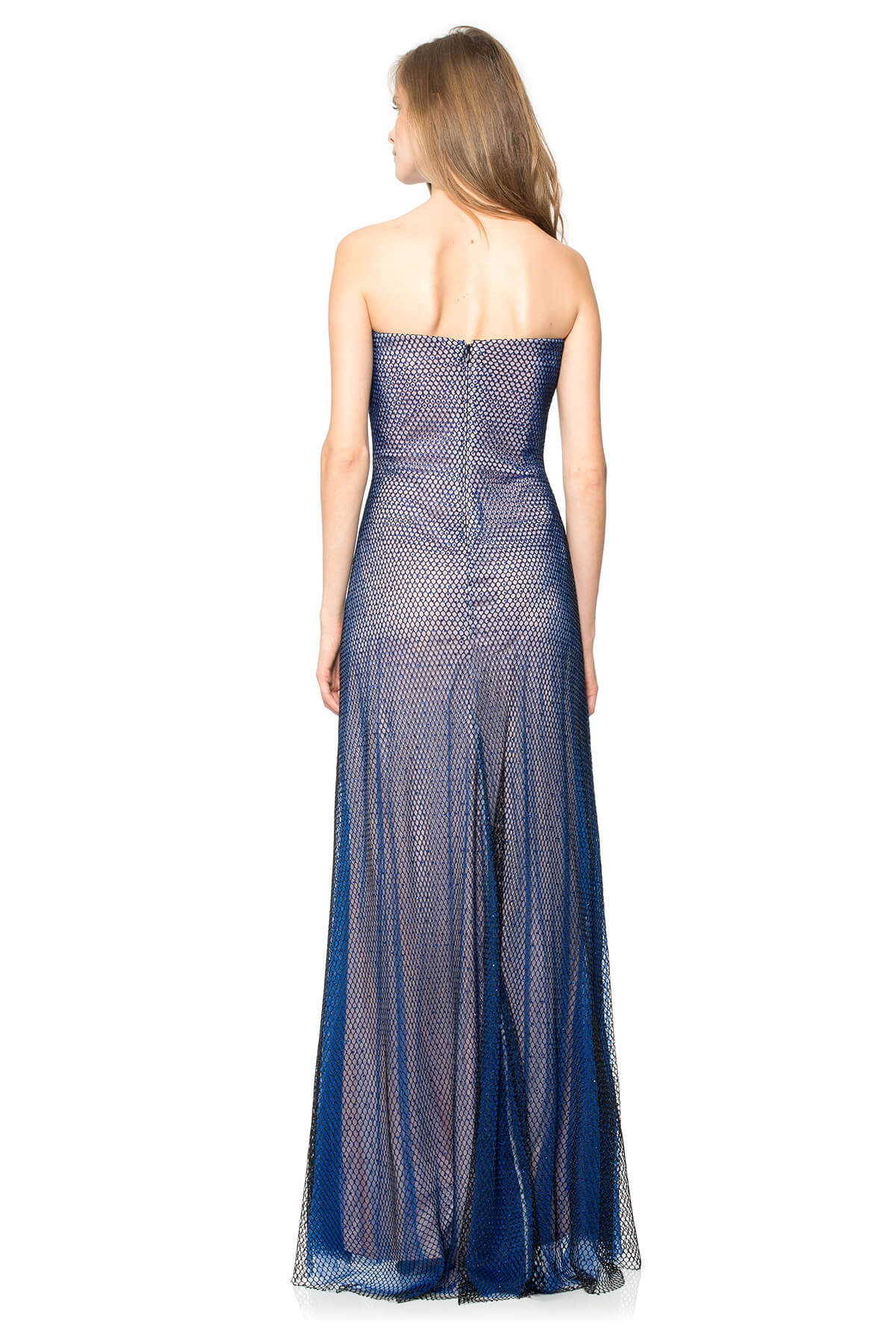 Diamante Embellished Tulle Strapless Gown