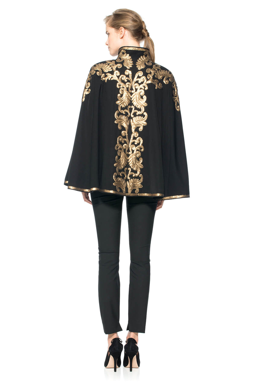 Tadashi Shoji - Metallic Paillette Embellished Crepe Capelet