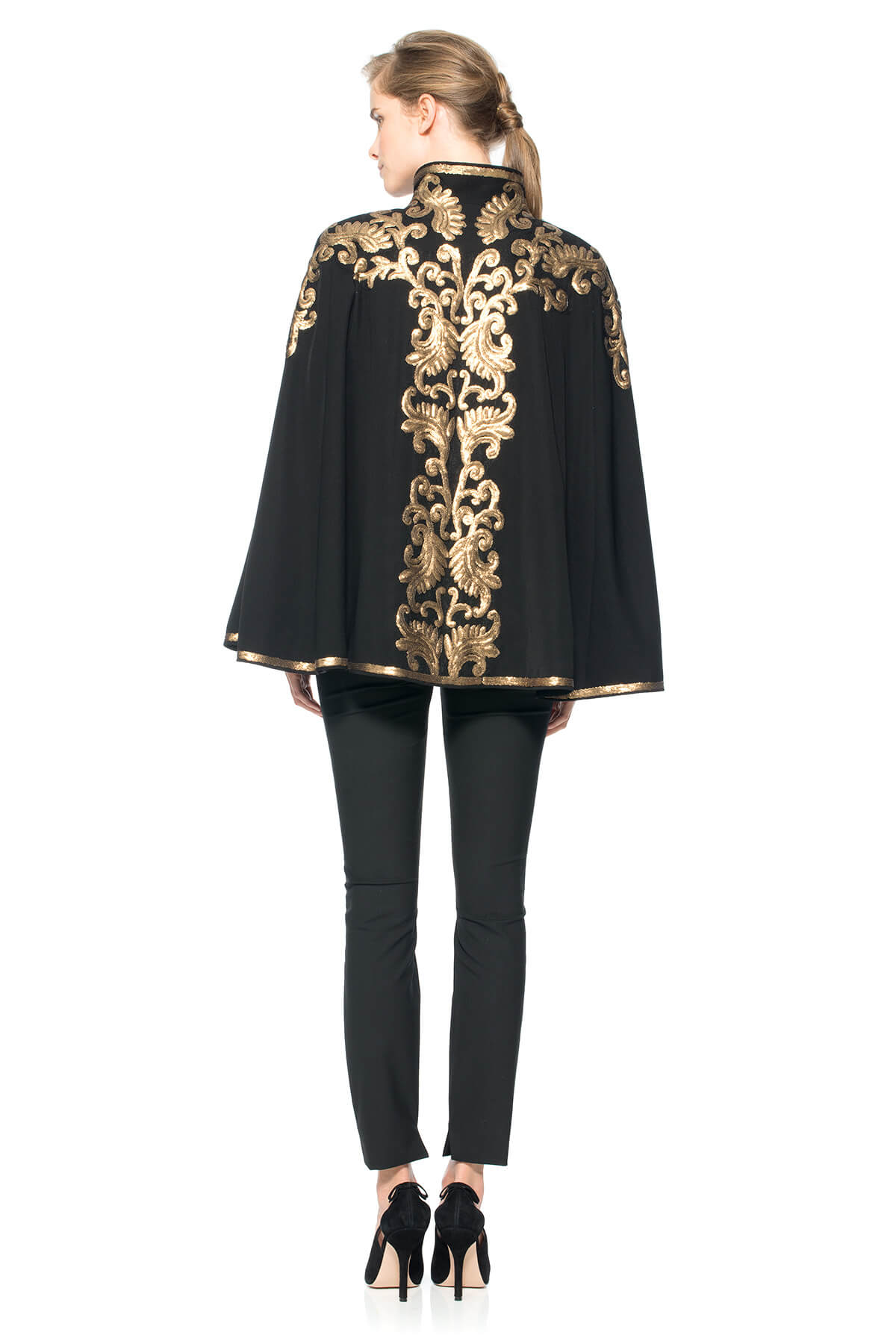 Tadashi Shoji - Metallic Paillette Embellished Crepe Capelet