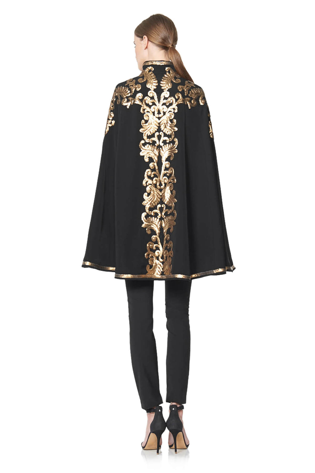 Tadashi Shoji - Metallic Paillette Embellished Crepe Capelet